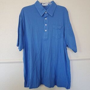 TUTTLE Men's XL Pima Cotton Lisle Polo Shirt Blue Short Sleeve Chest Pocket